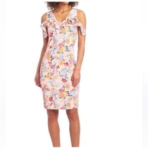 RACHEL Rachel Roy Floral Stretch Cold Shoulder Knee Length Dress sz XL